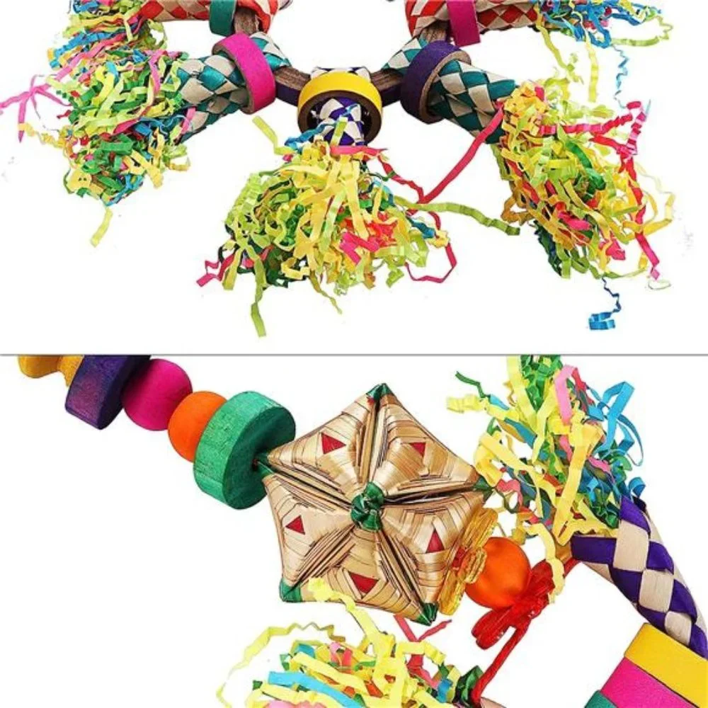 Bird Toys, 5PCS Colorful Bird Shredding Toys Hanging Parakeet Chew Toys